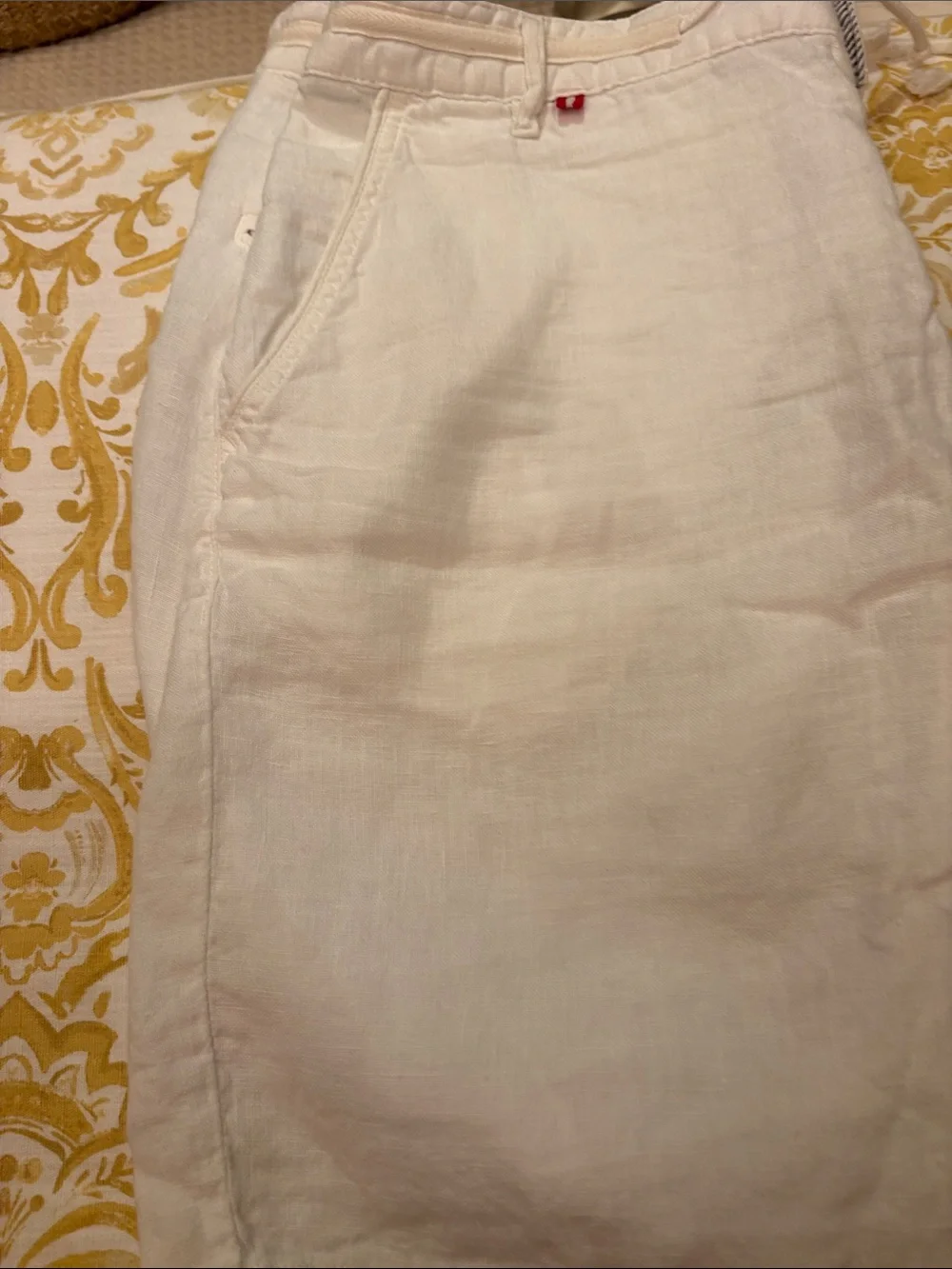 Men's White Linen Drawstring Chino Shorts